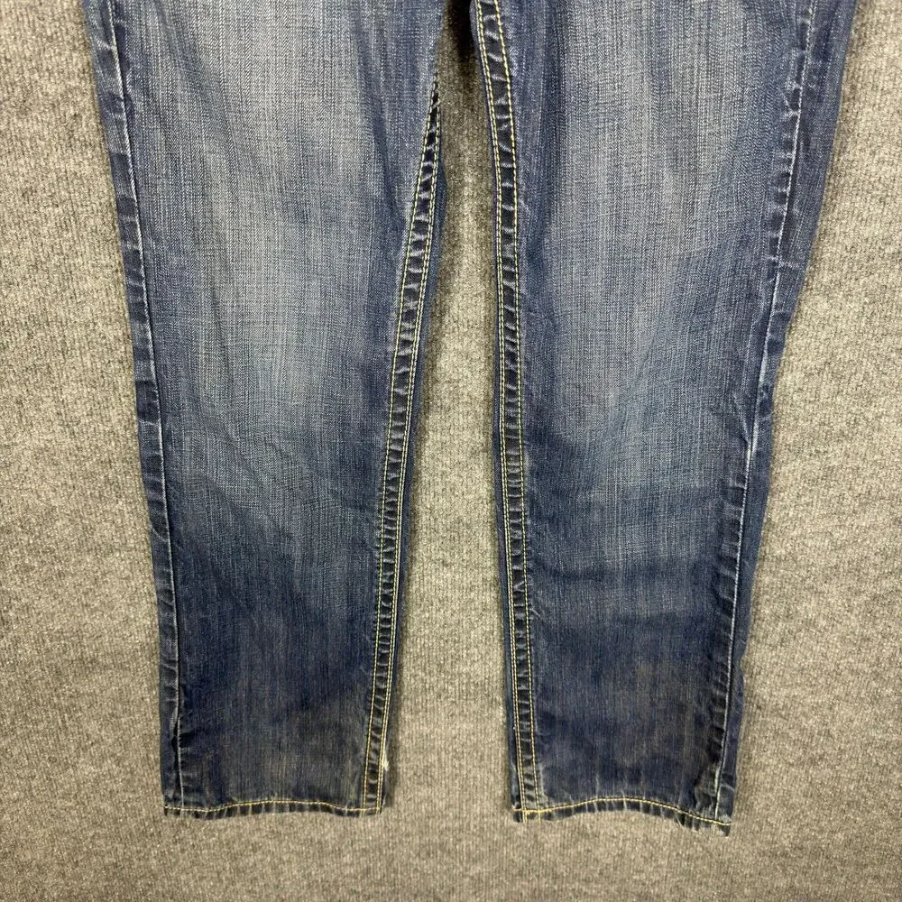 MEK Denim Mens Henderson Jeans 31x32 Straight Leg Medium Wash Button Fly